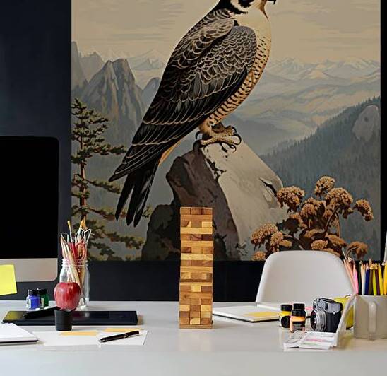 Vintage peregrine falcon Canvas Print-Vintage peregrine falcon wall art by Goldfishwallart