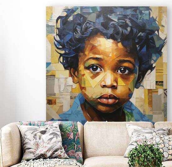 African-American Nursery Art palette painting -Afrocentric Baby Boy wall art by Goldfishwallart