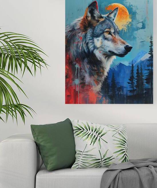 Wolf wall art painting   wolf canvas art by Goldfishwallart
