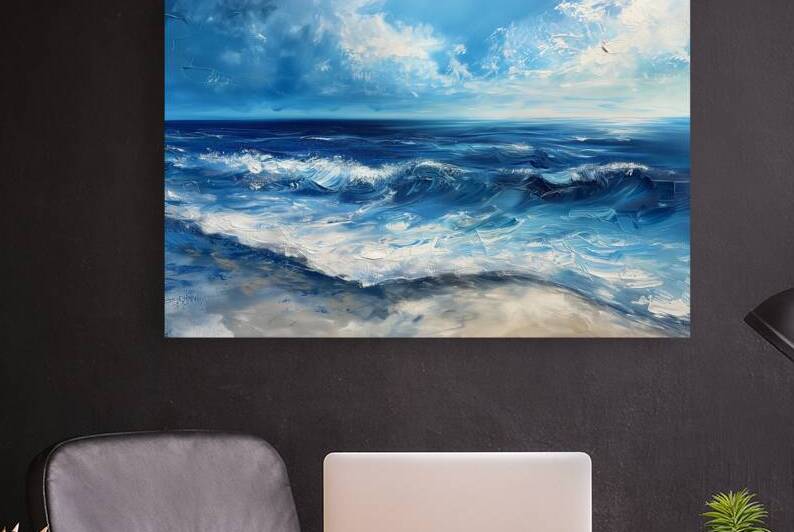 Beach Wall Art - Relaxing blue Seascape Wall Art by Goldfishwallart