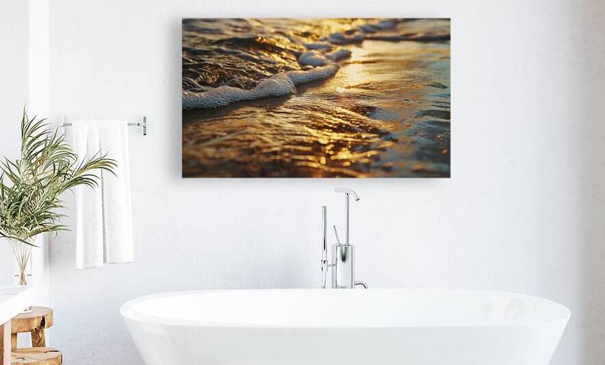Gold beach canvas  Beach and Sunset  by Goldfishwallart