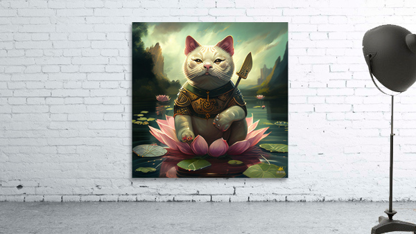 Epic warrior Cat and Lotus by Goldfishwallart Wall Art