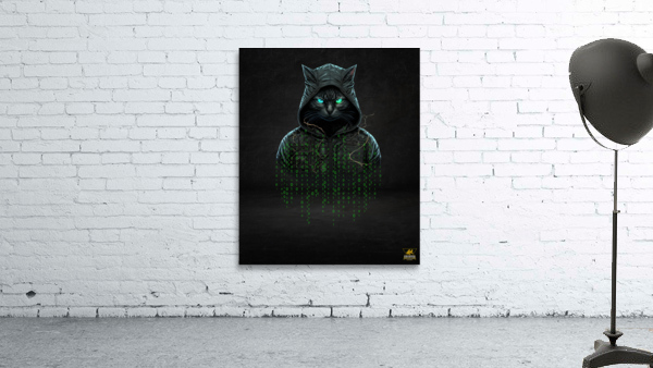 Matrix hacker cat cyberpunk  Wall Preview