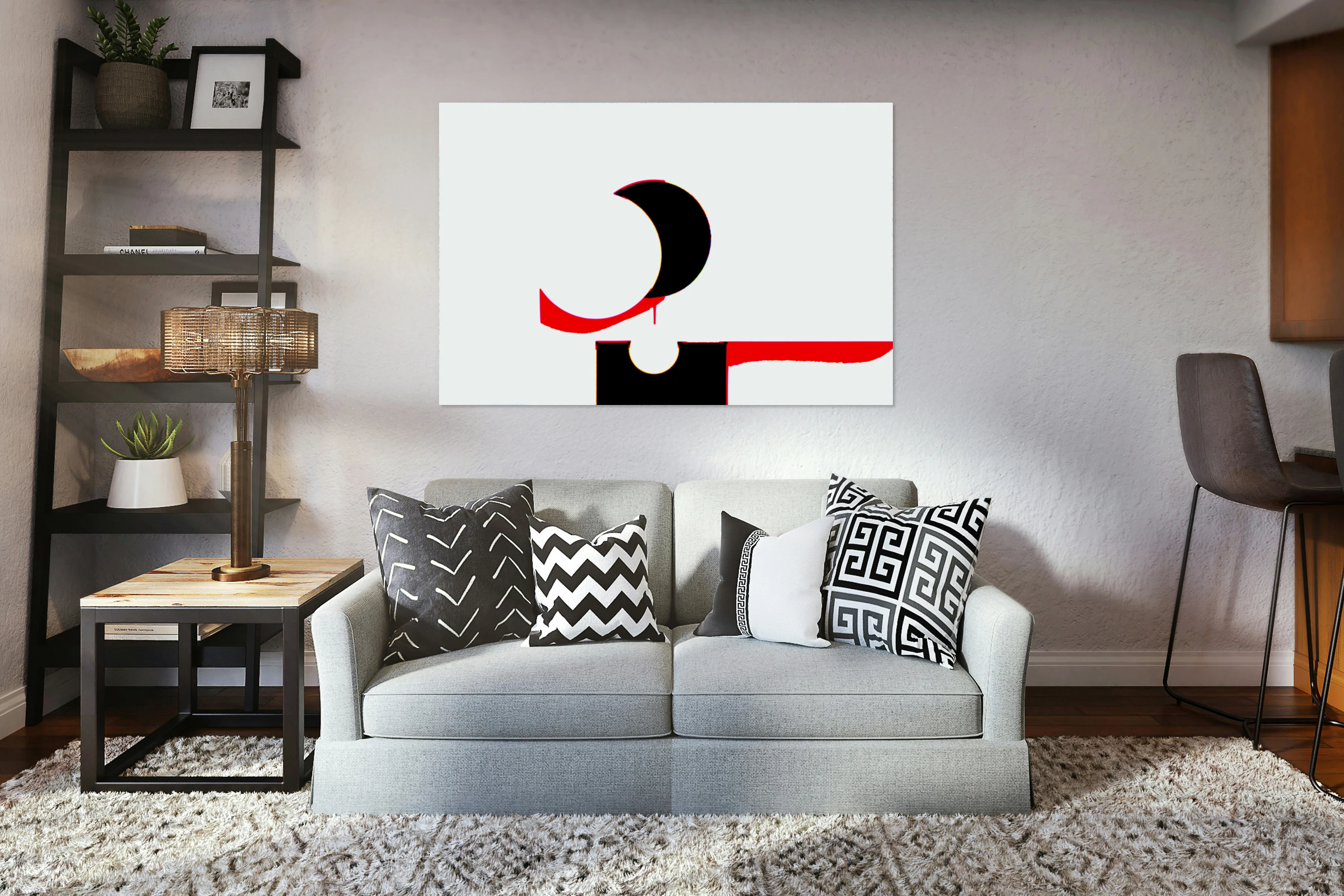Crescent Moon Graphic Abstract White