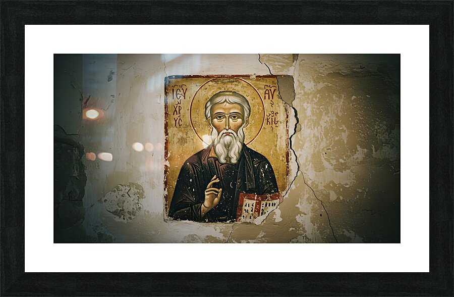 Coptic icon monk Picture Frame print