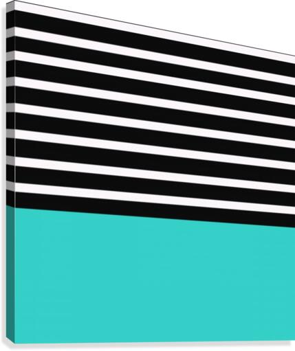 Black & White Stripes with Blue Patch Canvas Print