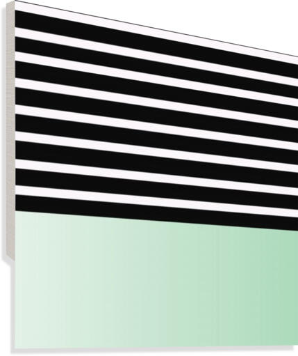 Black & White Stripes with Green Patch Canvas Print