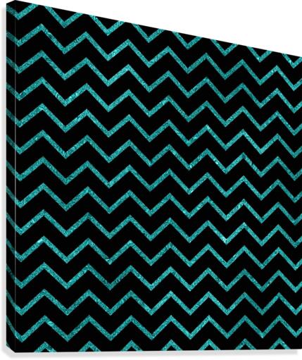 Cyan Chevron Glitter Canvas Print