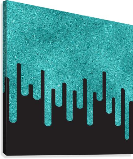 Dripping Teal Glitter Canvas Print