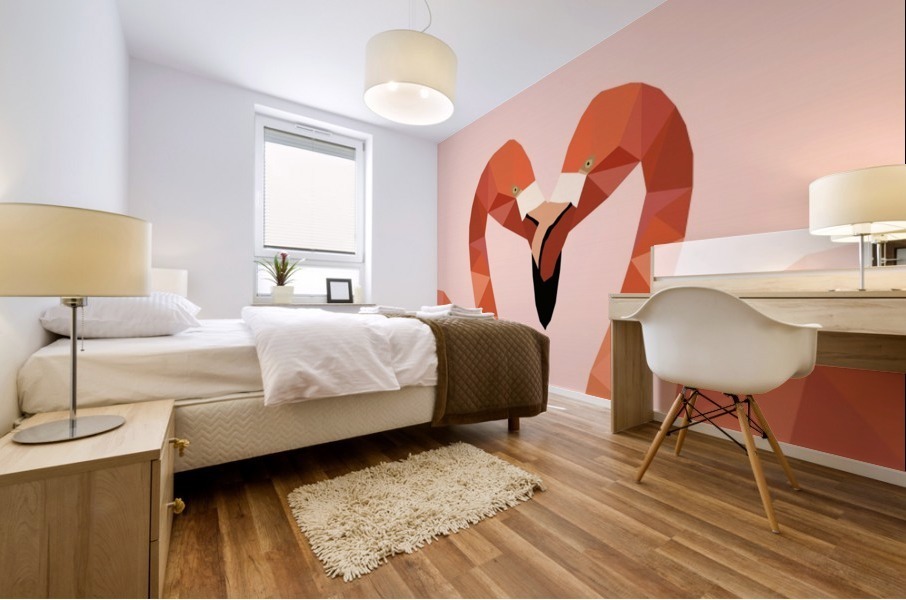 Flamingo Bird LOW POLY ART   Mural print