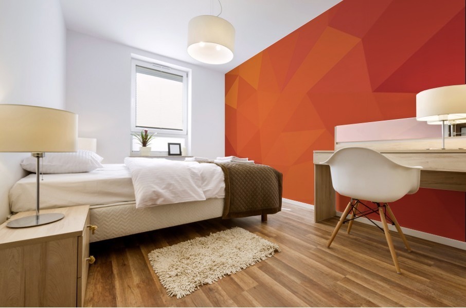 RED POLYGON BACKGROUND  Mural print
