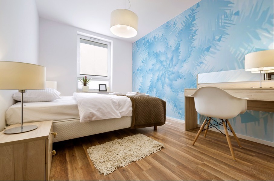 Blue Snowflake Spiral Mural print