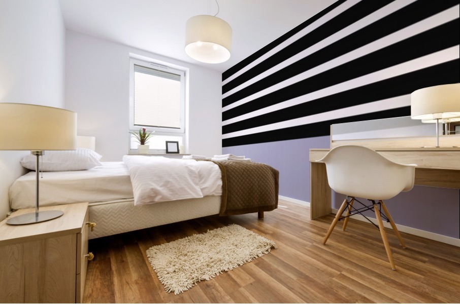 Black & White Stripes with Lavender Patch Mural print