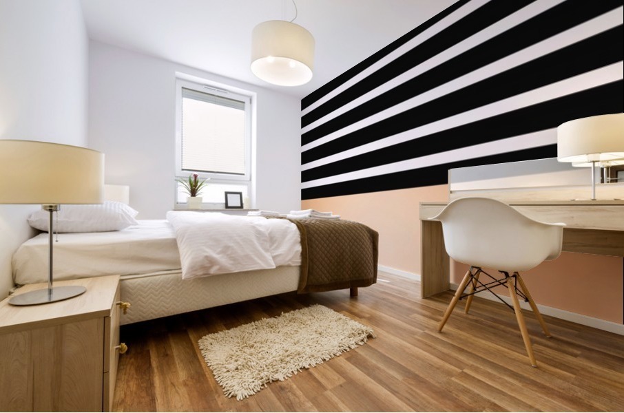 Black & White Stripes with Orange Patch Mural print