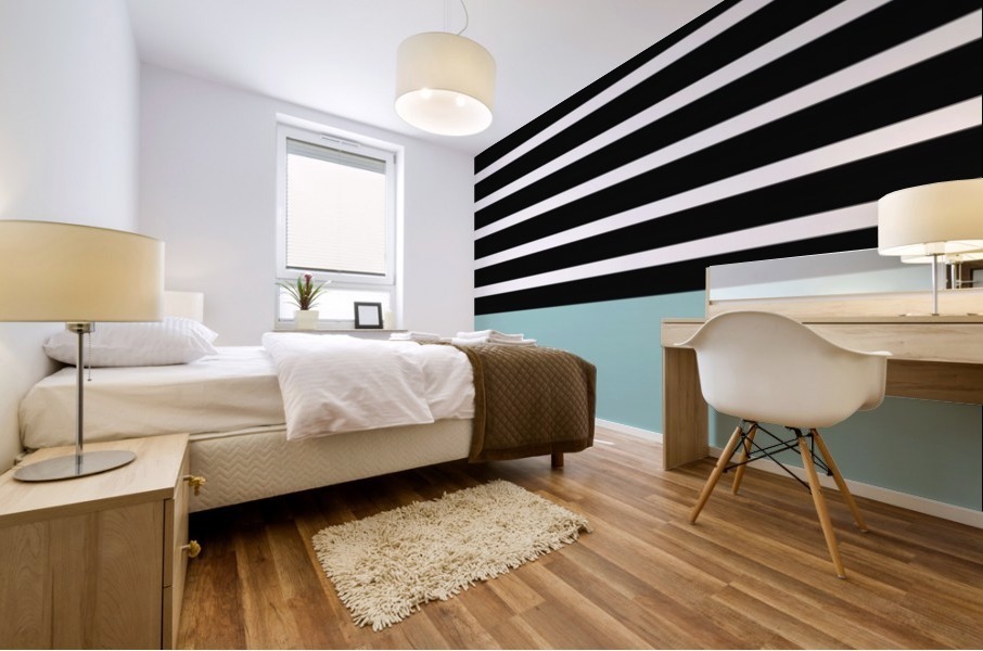Black & White Stripes with Mist Patch Mural print