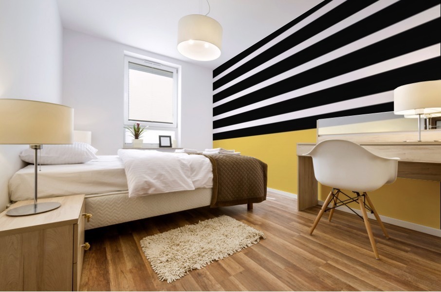 Black & White Stripes with Yellow Patch Mural print