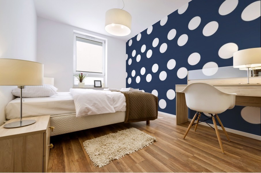 Indigo Polka Dots Mural print