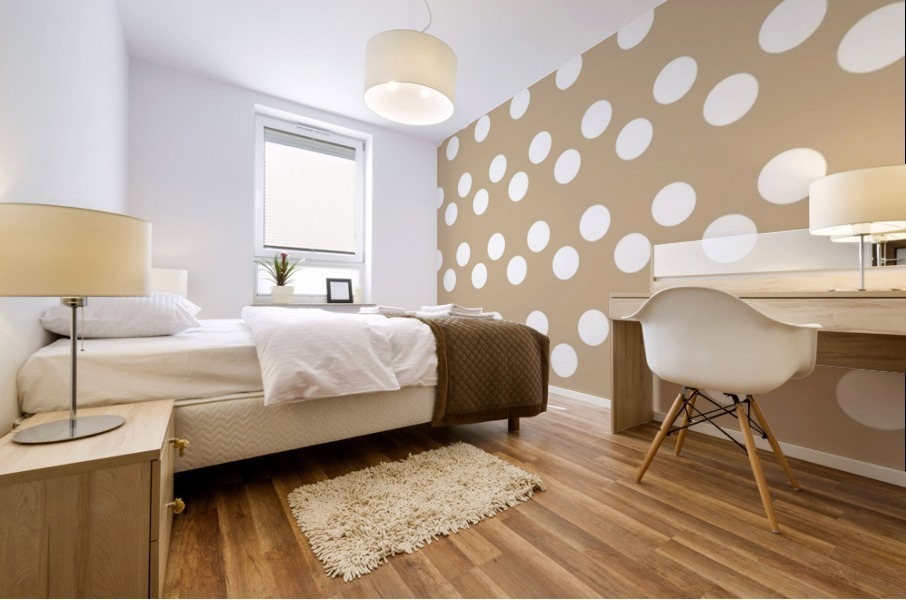 Almond Buff Polka Dots Mural print