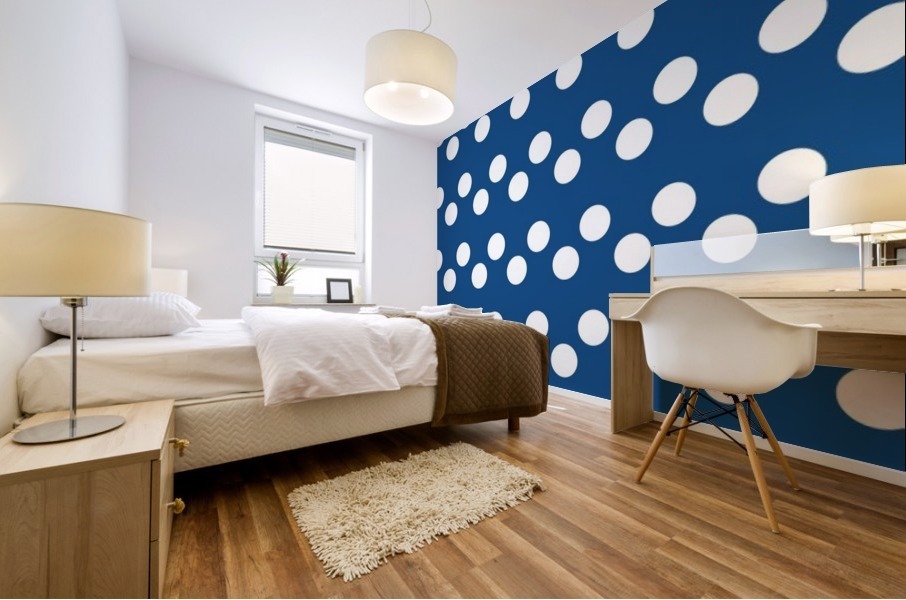 Dodger Blue Polka Dots Mural print