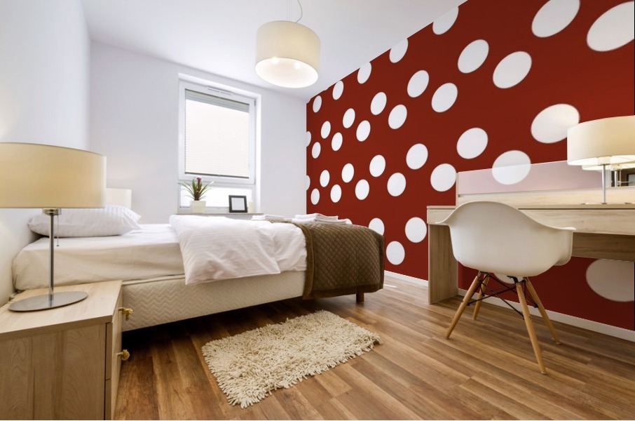 Crimson Polka Dots Mural print