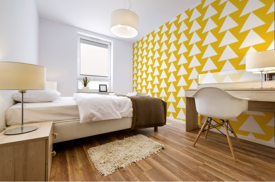Yellow  White triangle Mural print
