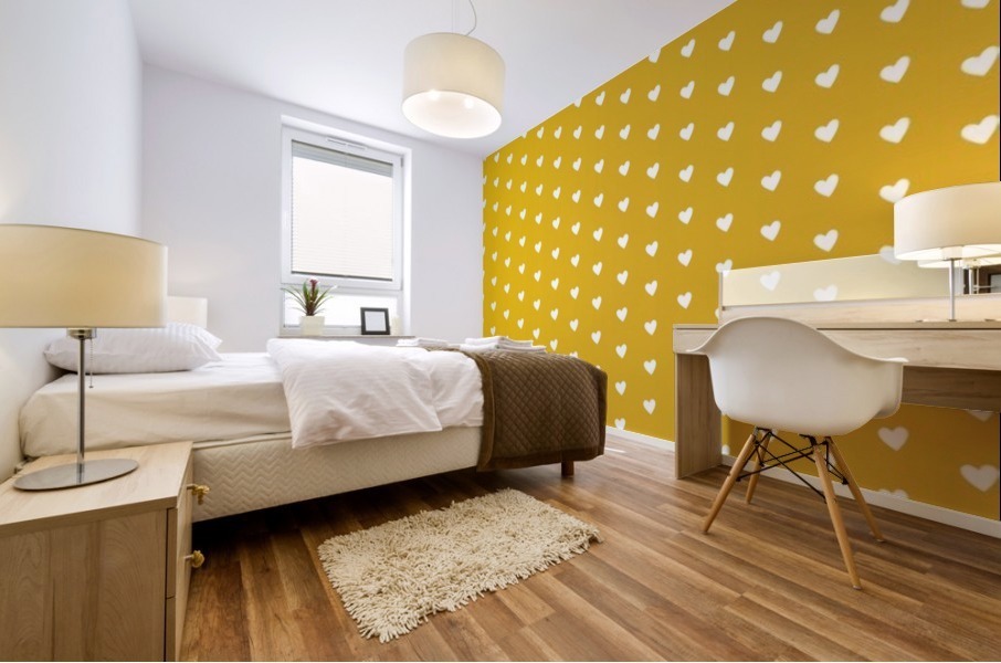 Autumn Yellow Heart Shape Pattern Mural print