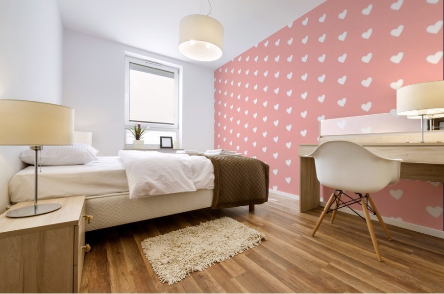 Apricot Blush Heart Shape Pattern Mural print