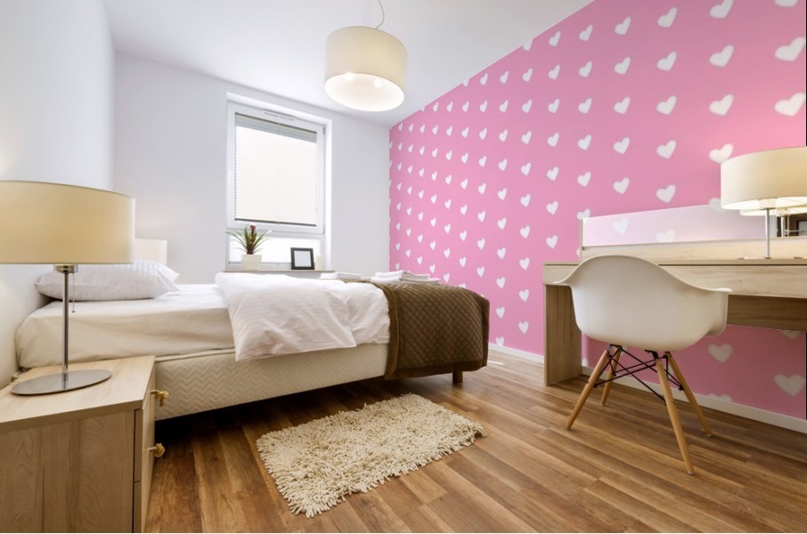 Carnation Pink Heart Shape Pattern Mural print