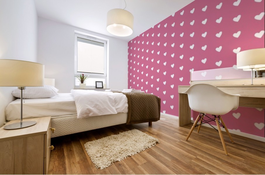 Pale Violet Red Heart Shape Pattern Mural print