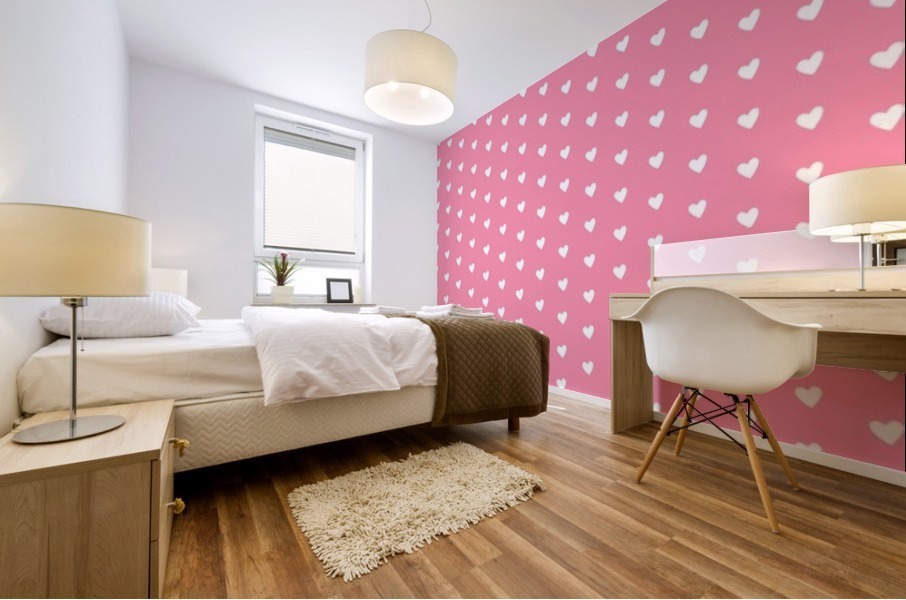 Flamingo Pink Heart Shape Pattern Mural print