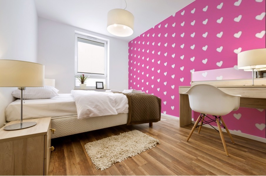 Magenta Heart Shape Pattern Mural print