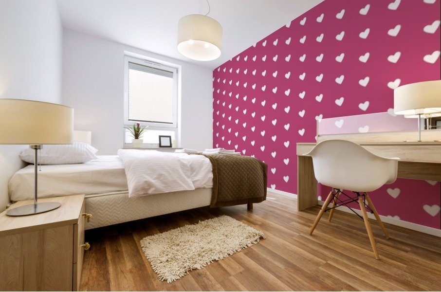 Fuchsia Rose Heart Shape Pattern Mural print