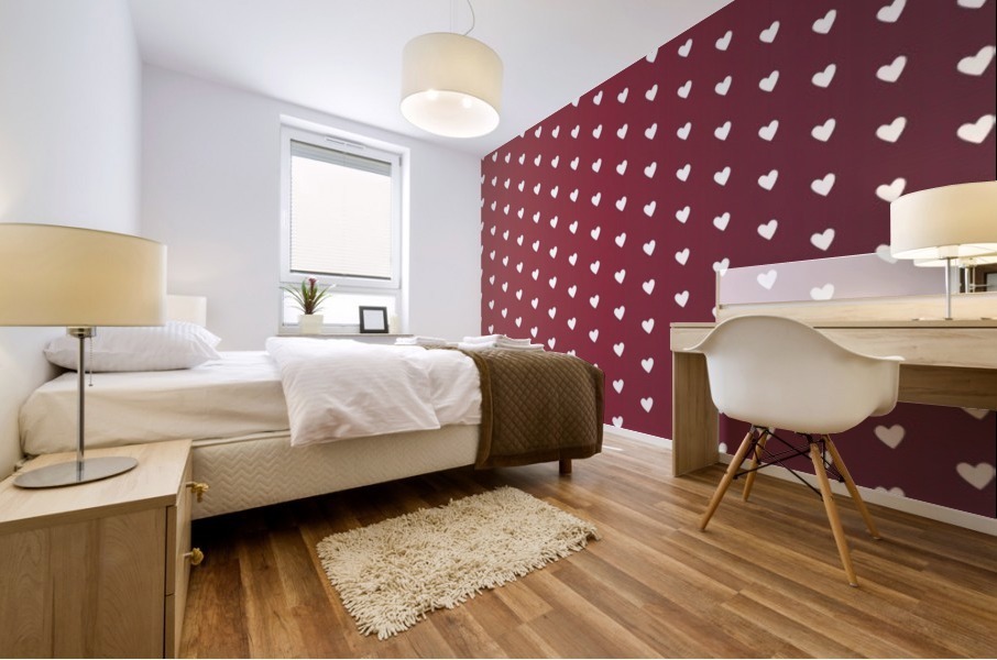 Crimson Heart Shape Pattern Mural print