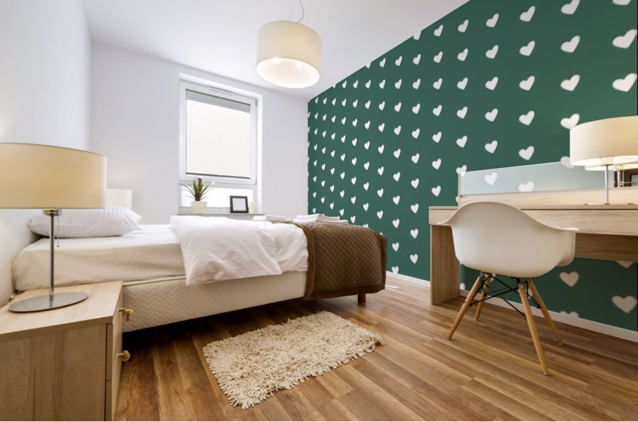 HUNTER GREEN Heart Shape Pattern Mural print