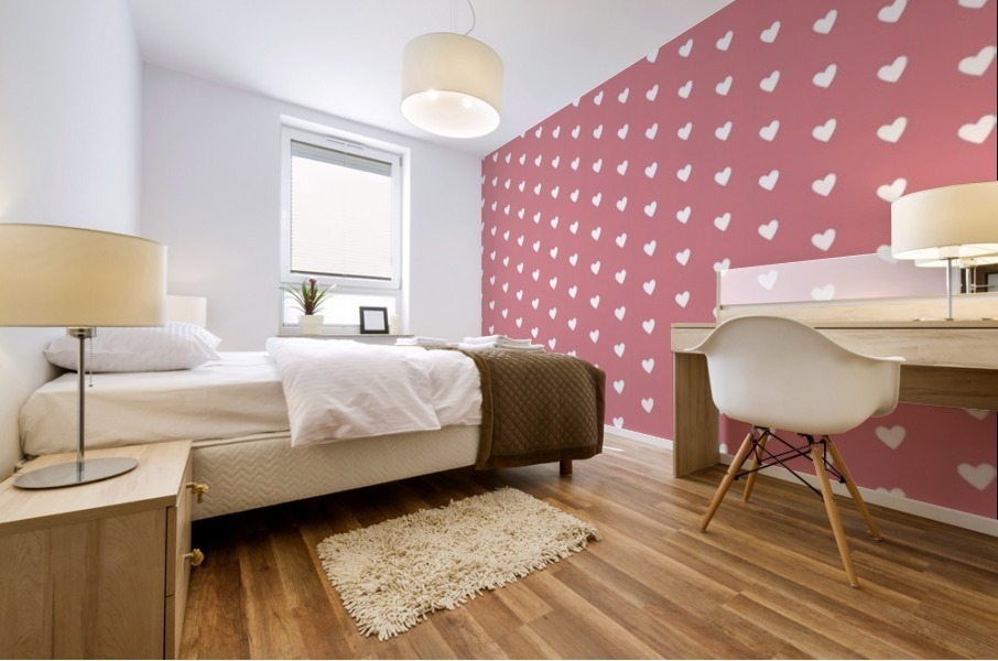 Light Red Heart Shape Pattern Mural print