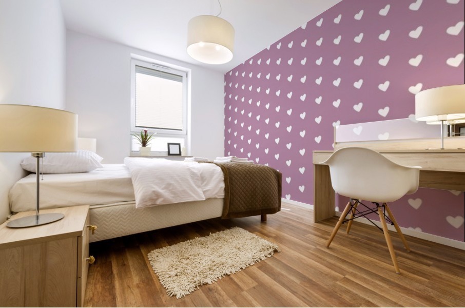 DARK MAUVE Heart Shape Pattern Mural print