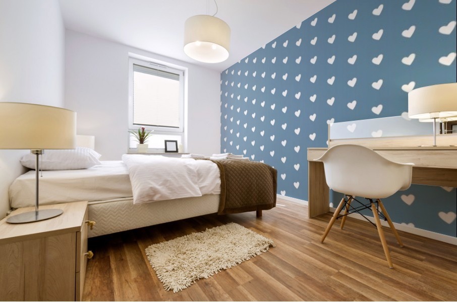 Grey  Heart Shape Pattern Impression murale