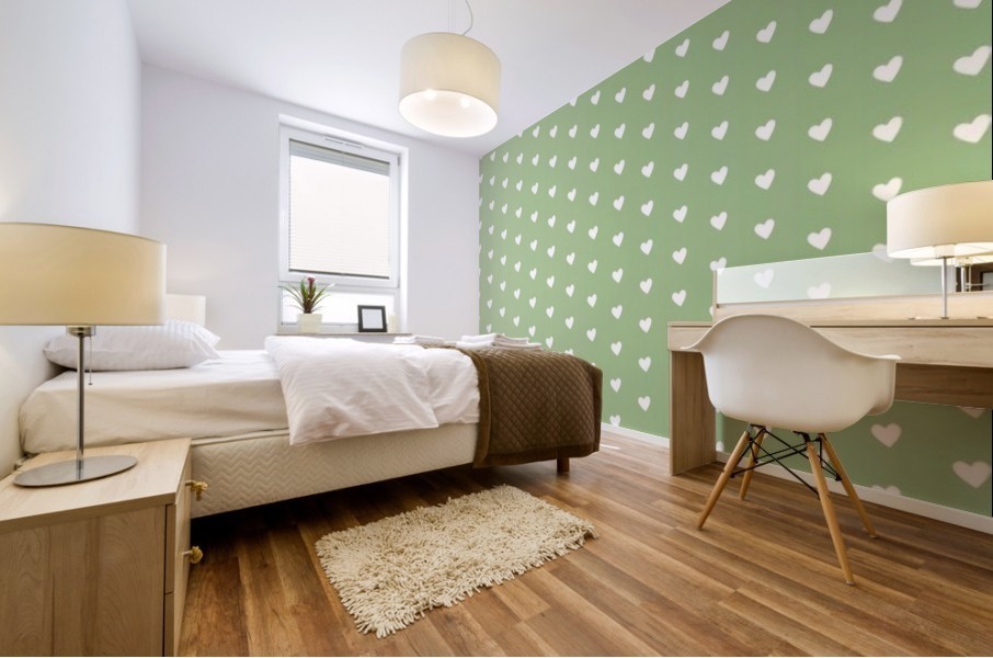 Green Blush Heart Shape Pattern Mural print