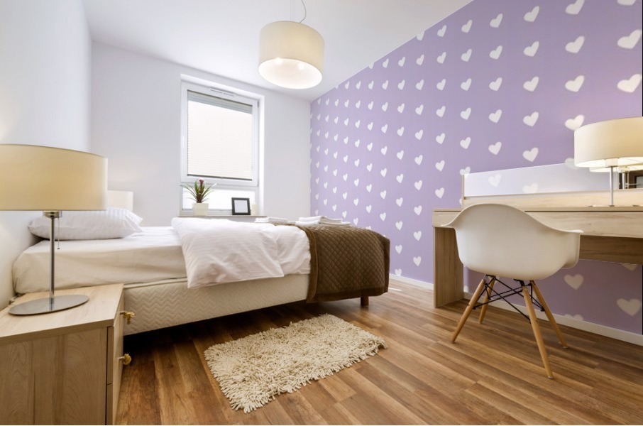Spring Purple Heart Shape Pattern Mural print