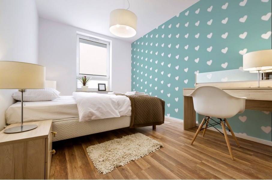 Play Green Heart Shape Pattern Mural print