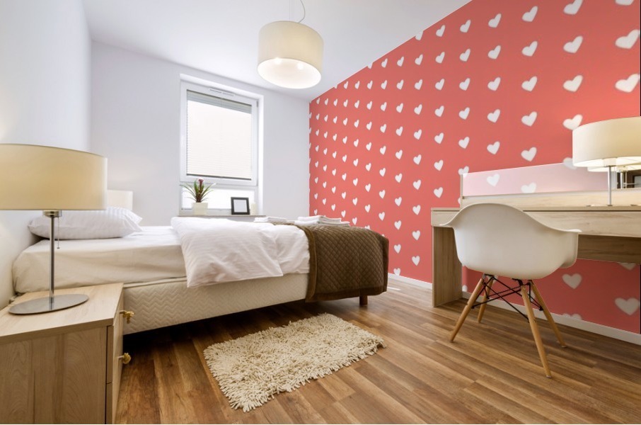 Peach Heart Shape Pattern Mural print