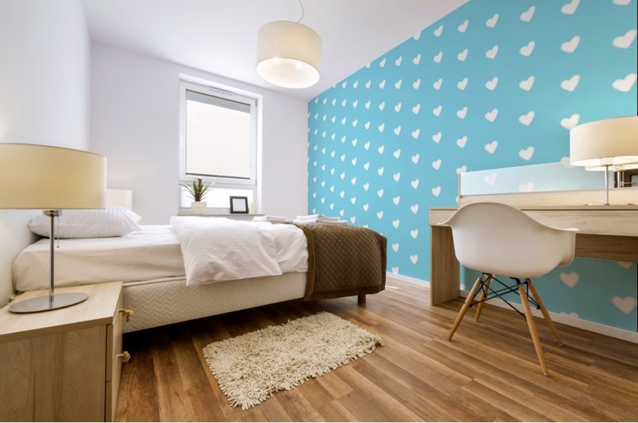 Sky Blue Heart Shape Pattern Mural print