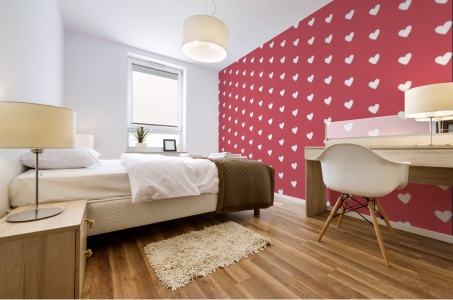 Royal Red Heart Shape Pattern Mural print