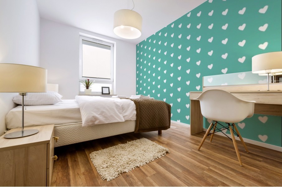 Sweet Green Heart Shape Pattern Mural print