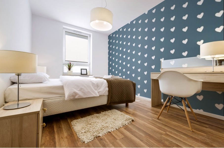 Slate gray Heart Shape Pattern Mural print