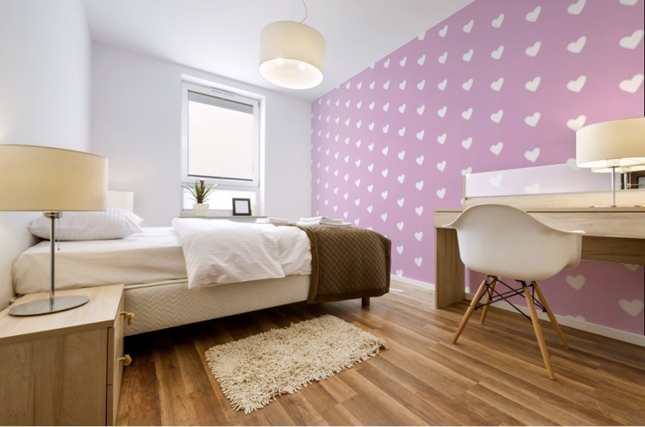 Spring Pink Heart Shape Pattern Mural print