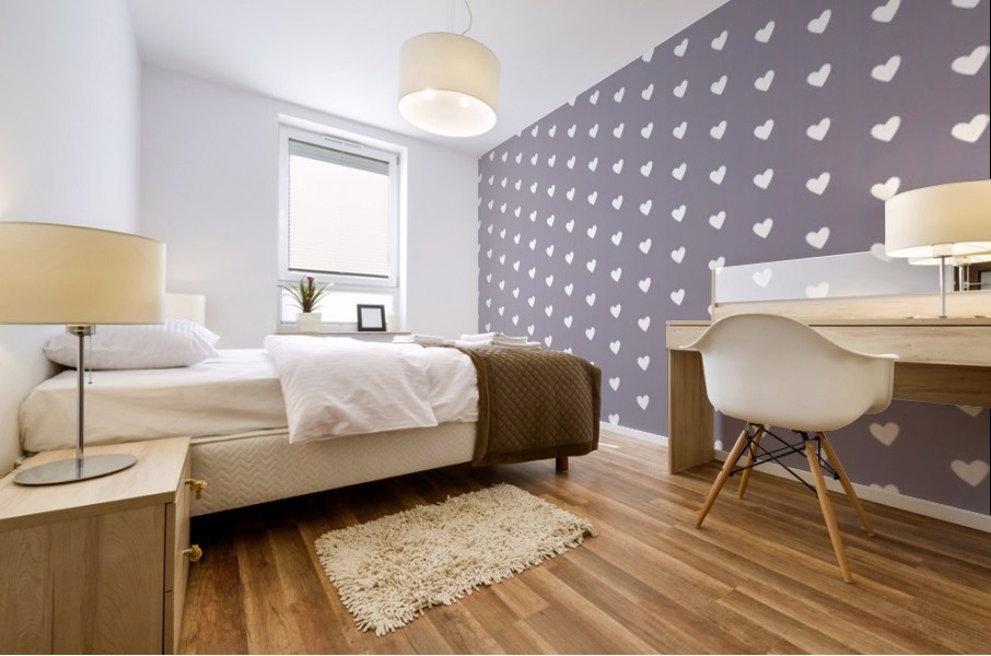 Taupe Heart Shape Pattern Mural print