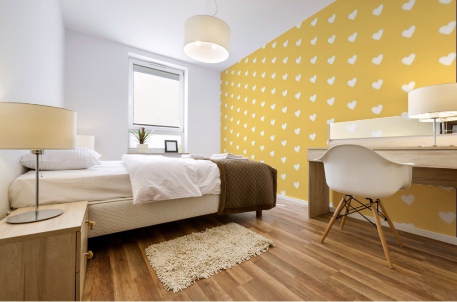 Yellow Heart Shape Pattern Impression murale