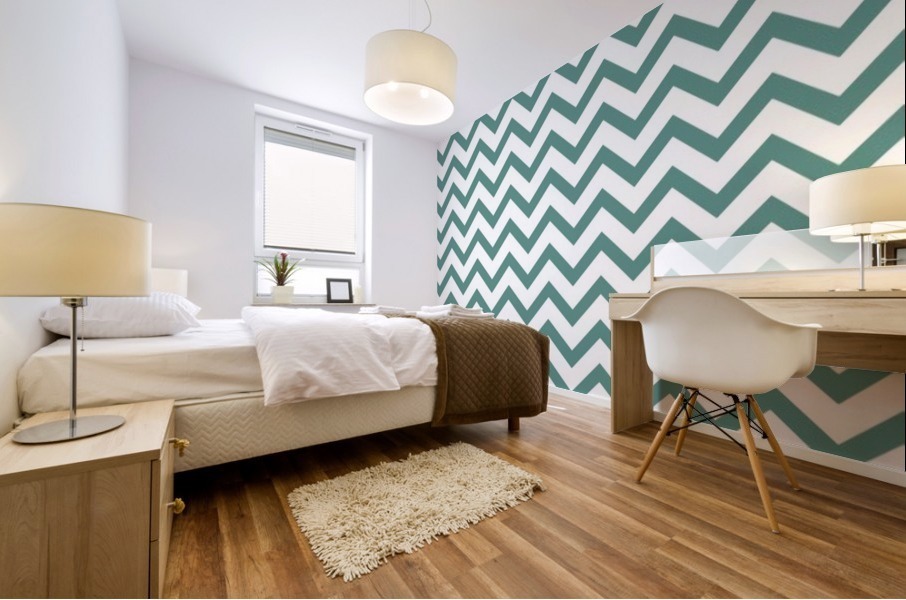 BLUE GREEN CHEVRON Mural print