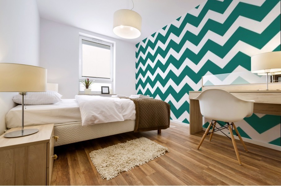 DEEP AQUA CHEVRON Mural print